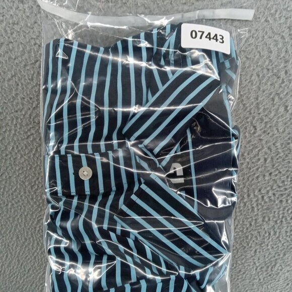 FootJoy Shirt Mens Large Blue Contrast Stripe Performance Golf Polo‎ Classic - Picture 7 of 7